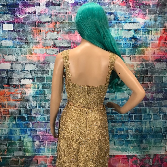 SHERRI HILL #51192 2pc ✨Gold✨ Lace Gown! - Picture 6 of 8